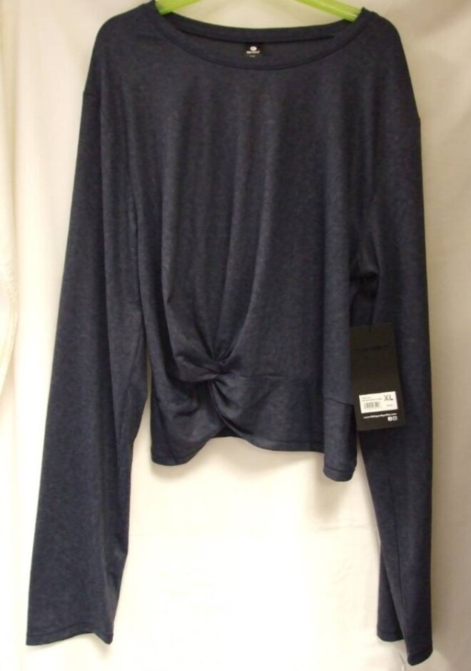 90 Degrees By Reflex Long Sleeve Activewear Top Blue/grey Size: L