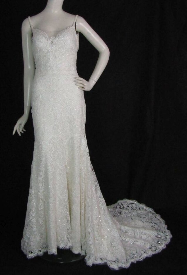 Bnwot Wtoo By Watters Size 12 Ivory 'elise' All Over Lace Fit & Flare Wedding Dress