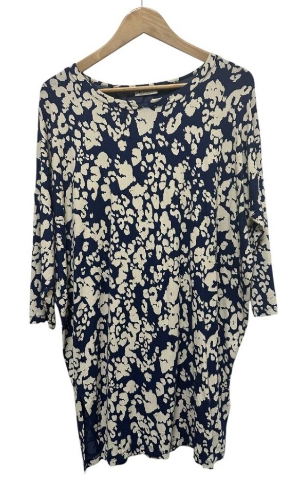 Masai Half Sleeve Tunic Dress In Navy And Cream Size: M