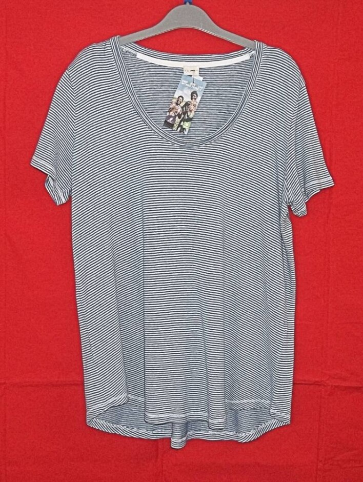 Poetry Short Sleeved T-shirt Blue Stripe Size: 14