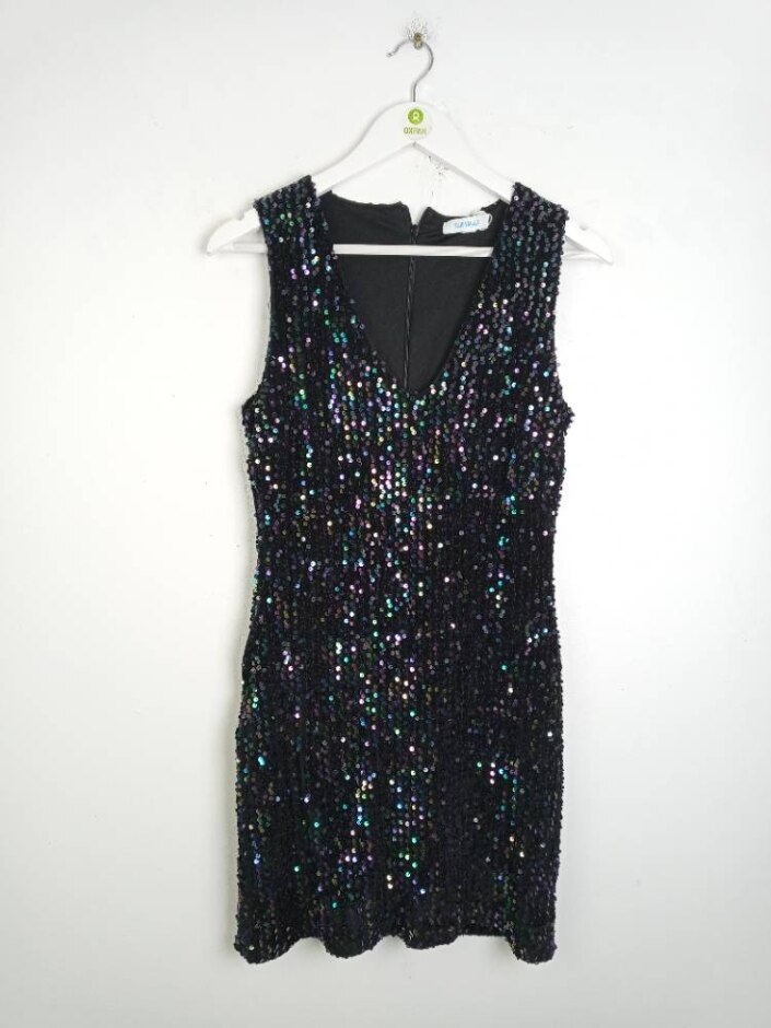 Blue Vanilla New Women's Sleeveless Sequin V-neck Dress Black Size: 10