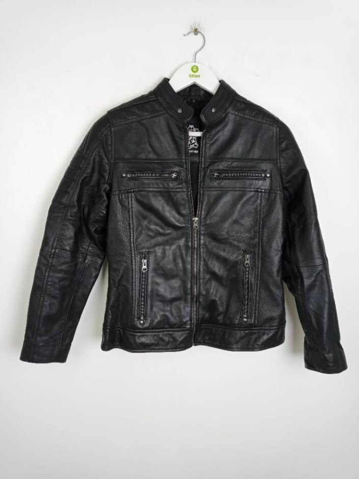 Real Leather Women's Leather Racer Jacket Black Size: S