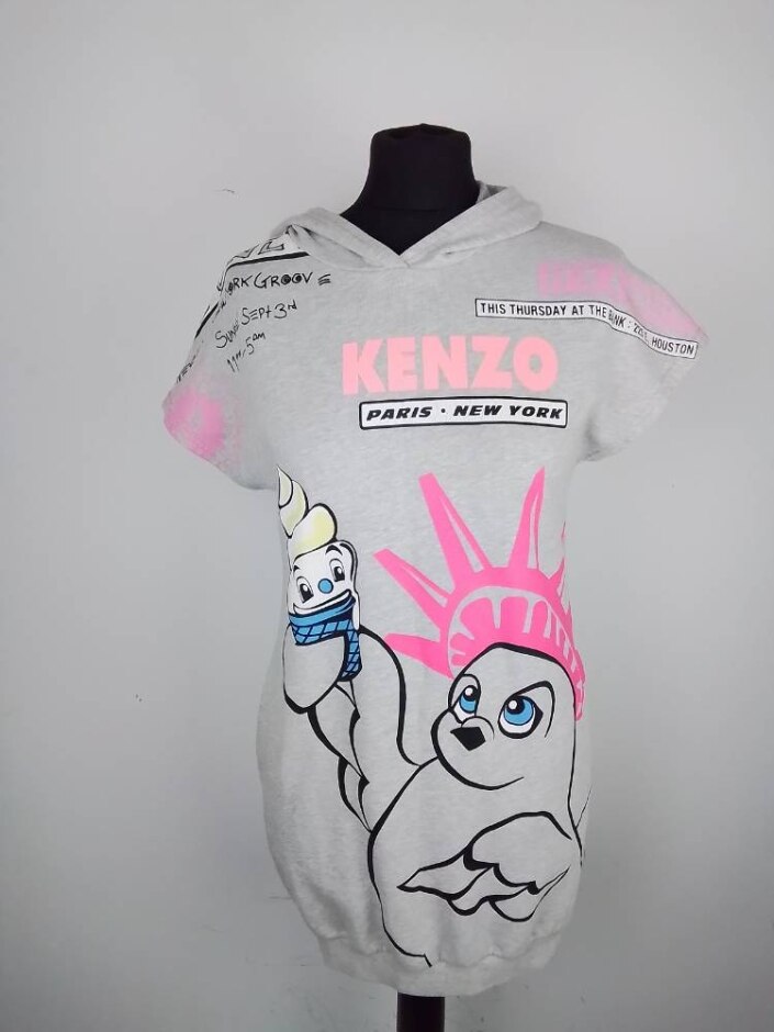 Kenzo Graphic Hoodie Sweater Dress Grey  Size: 12 - 13 Years