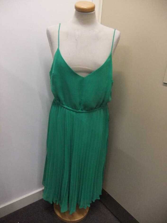 Asos Pleated Dress Green Size: 14