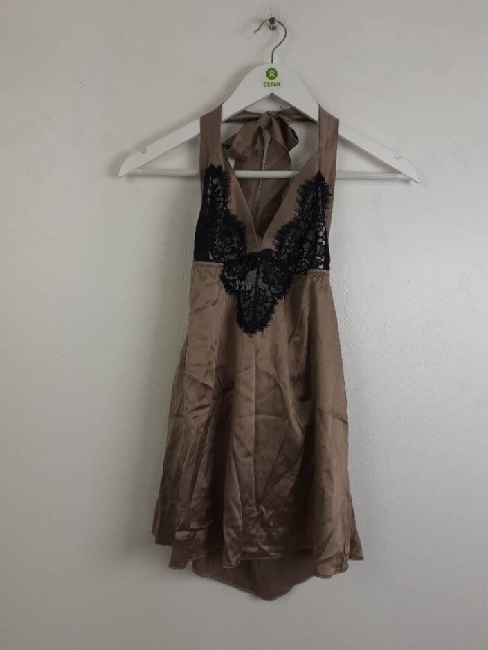 Myla London Women's Isabella Satin Pyjama Set Brown Size: L