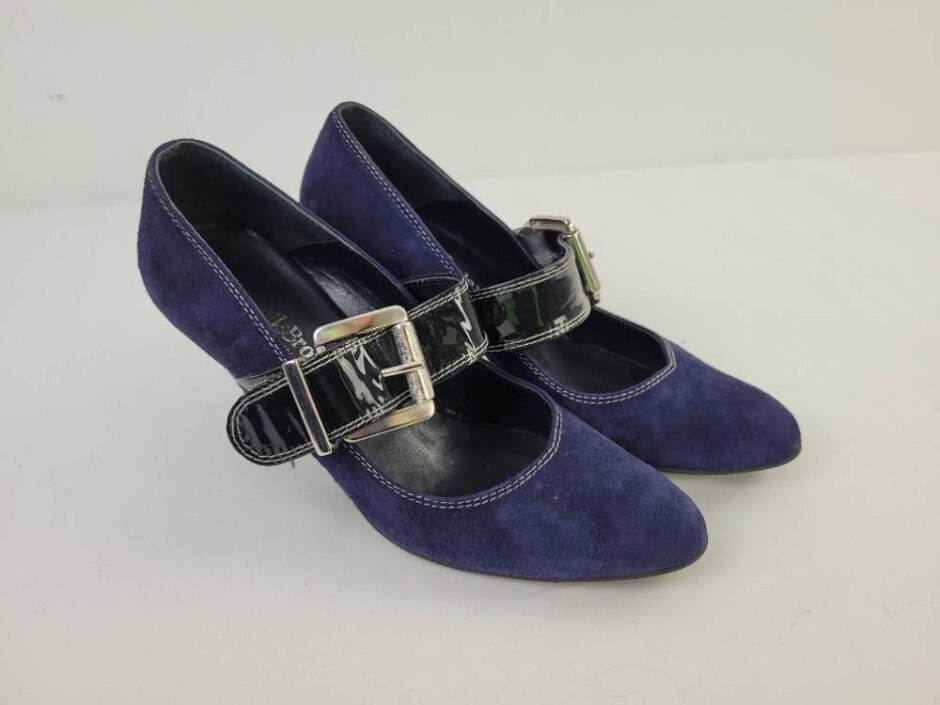 Russell& Bromley Ballet Heel Pumps Navy Size Uk 4 Eu 37 Used