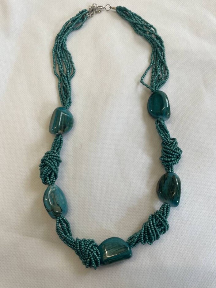 Teal Stone & Bead Necklace