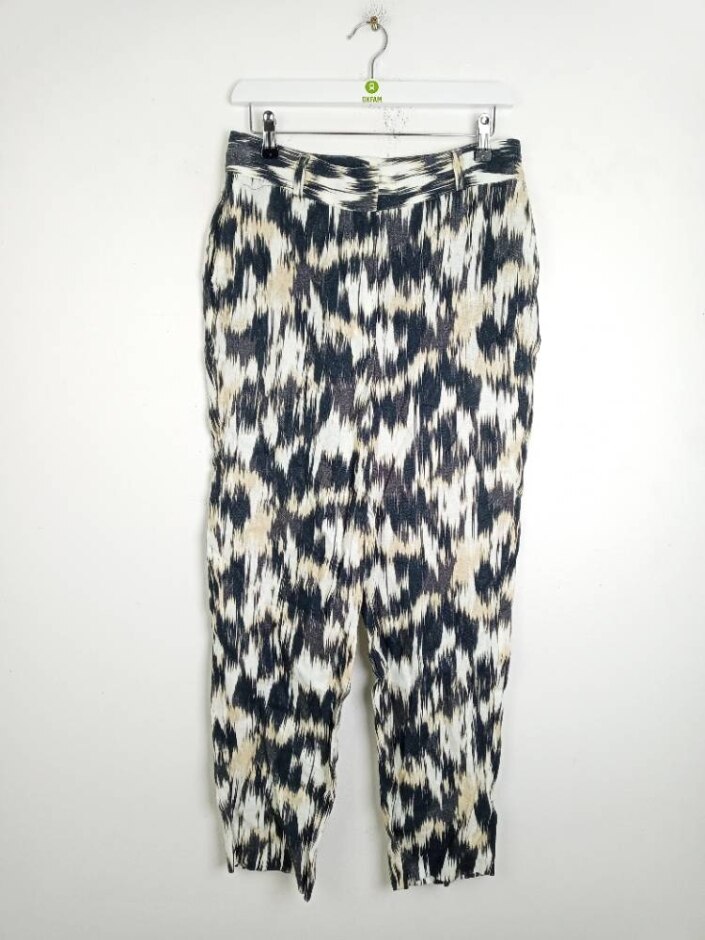 Autograph Women's Linen Trousers Black White Size: 10
