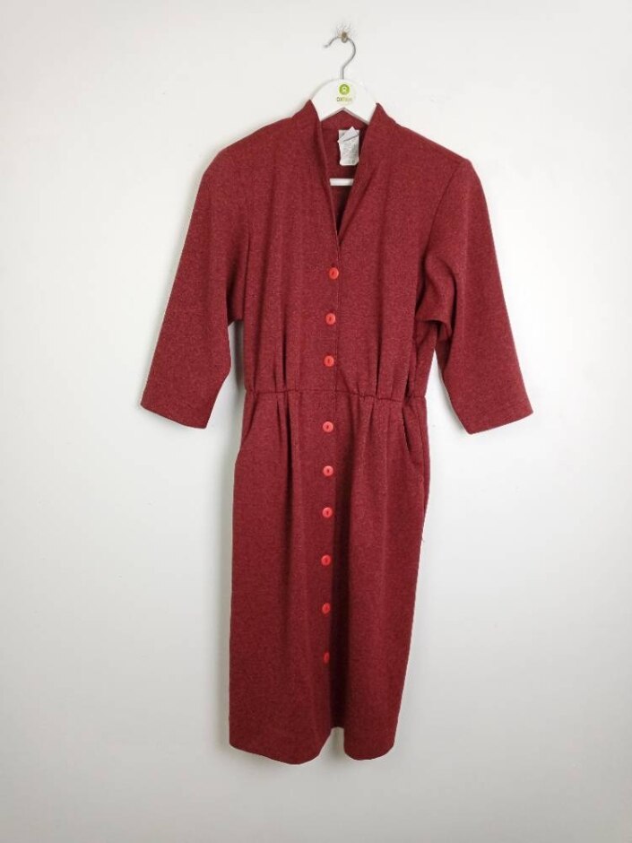 Petite By Willi Women's Jersey Knit Shirt Dress Maroon Size: 10