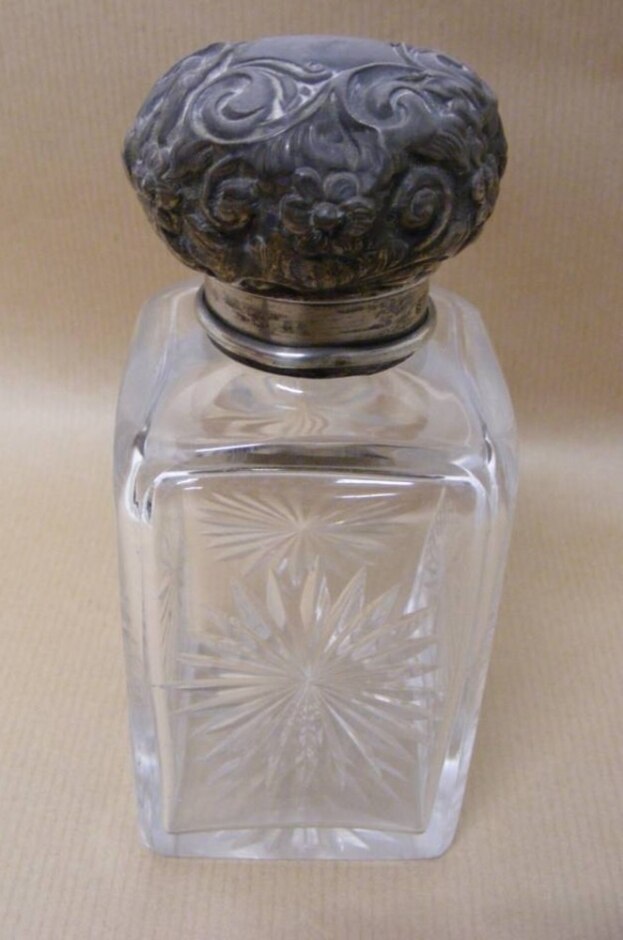 Antique Silver And Glass Scent / Perfume Bottle