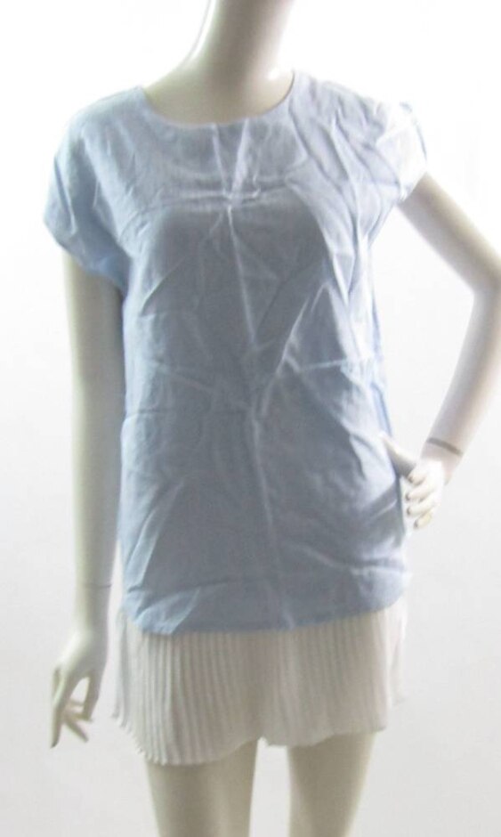 Darimeya Linen Pleated Hem Dress Light Blue Size: S