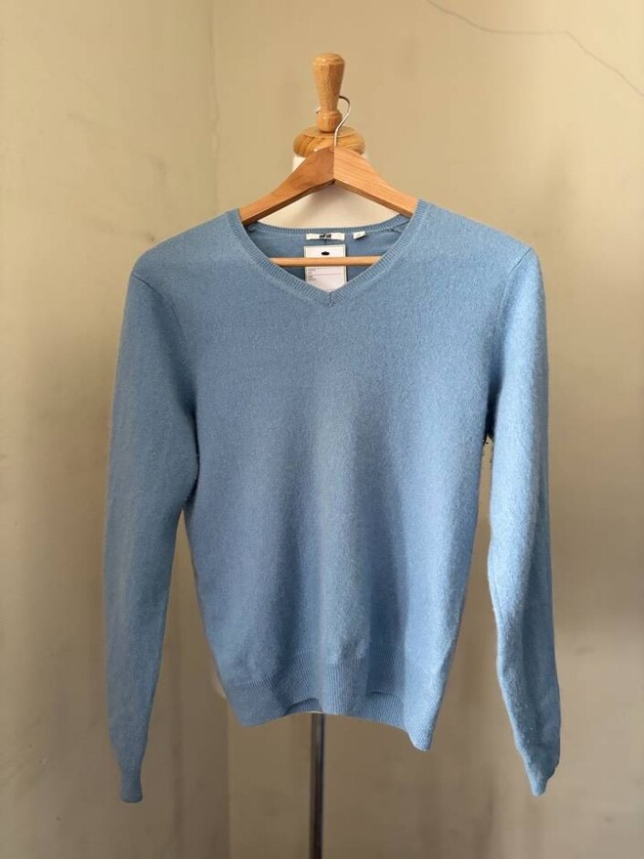 Uniqlo Women 100% Cashmere Jumper Blue Size: S