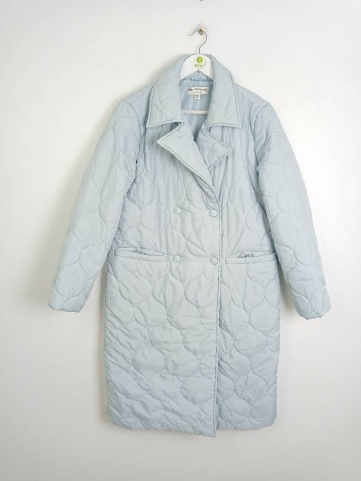 Miss Selfridge Quilted Coat Light Blue Size: 6