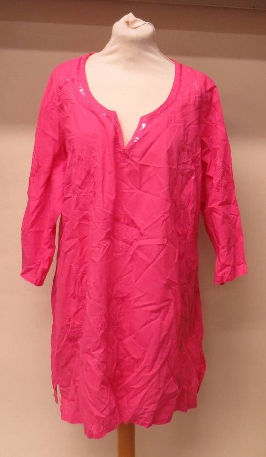 Inspire Long-sleeved Tunic Top Hot Pink Size: 20
