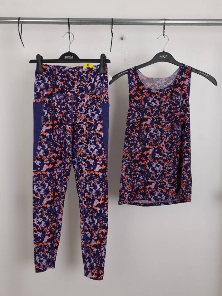 M&s Goodmove  2pcs Gym Set Leggings & Vest Lilac Mix Size: 10