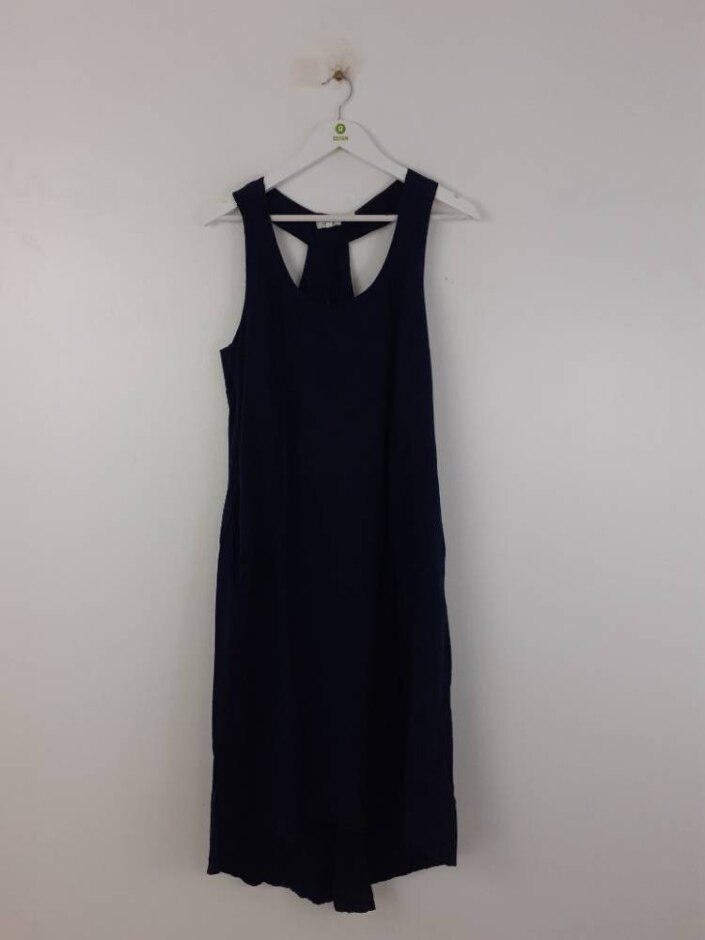 Fatface Linen Blend Women's Halterneck Midi Dress Navy Size: 12