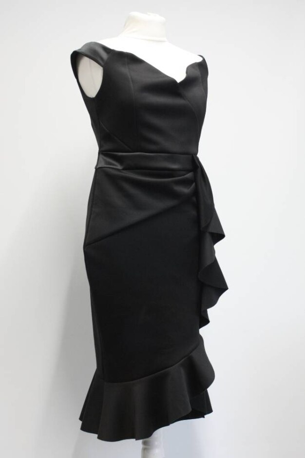 Lipsy Heart Shape Neck, Peplum Dress Black Size: 12