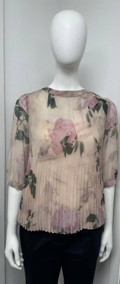 Ted Baker Floral Print Short-sleeve Top Pink  Size: 8