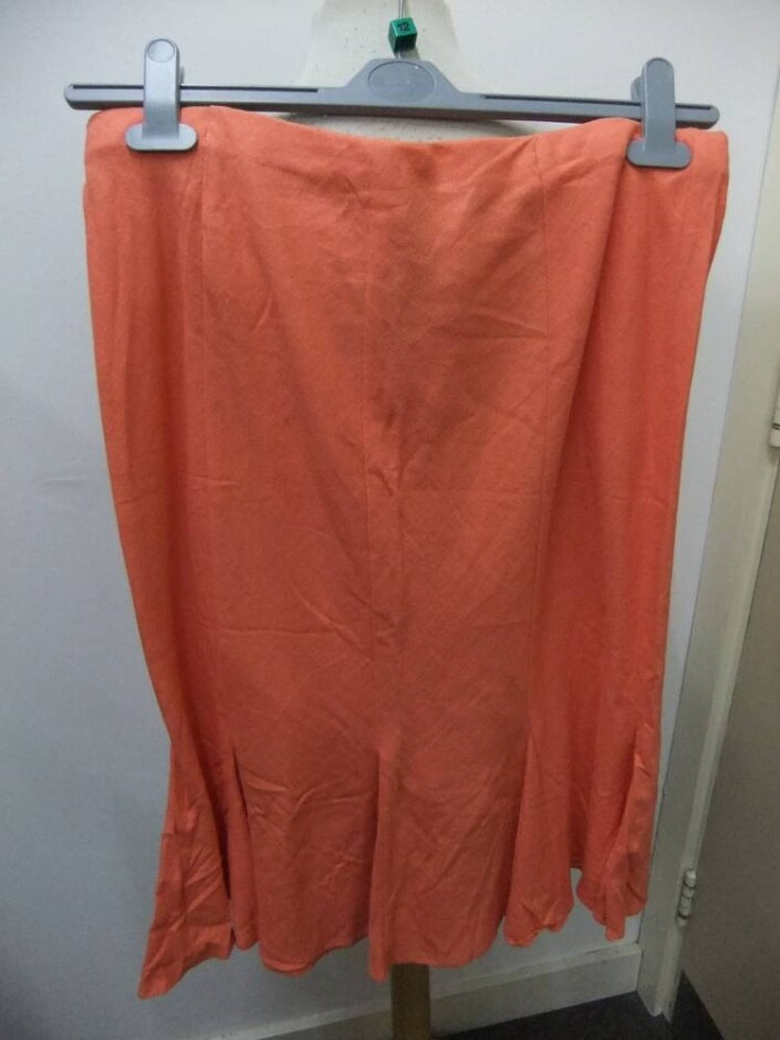 M&s  Elasticated Knee Length Skirt  Orange Citrus Size: 12