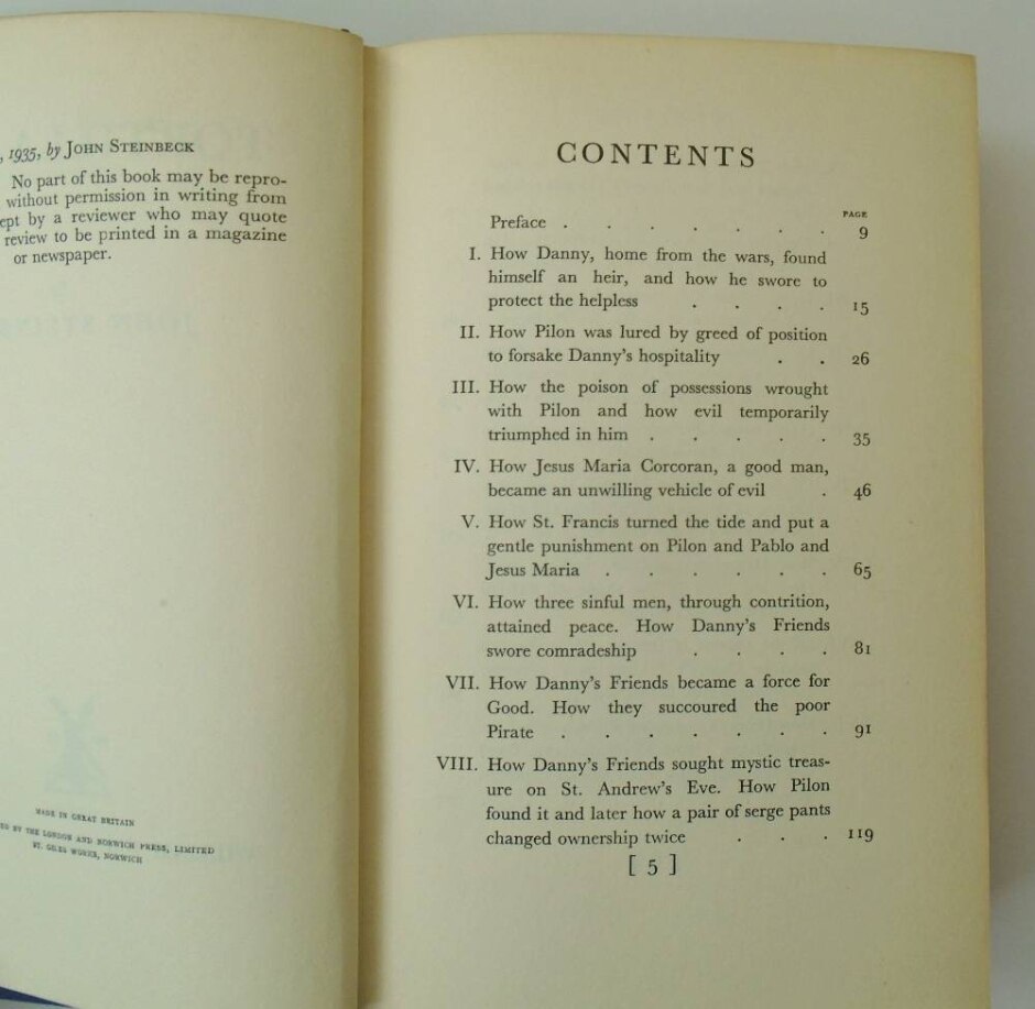 Tortilla Flat (rare, 1st Printing Of First Uk Edition, No Dust Jacket)