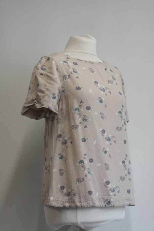 White Stuff Cotton Blend Print Top Stone Size: 10