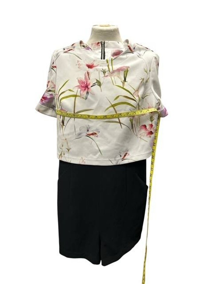 Ted Baker Two Colour Playsuit Cream And Black Size: 10