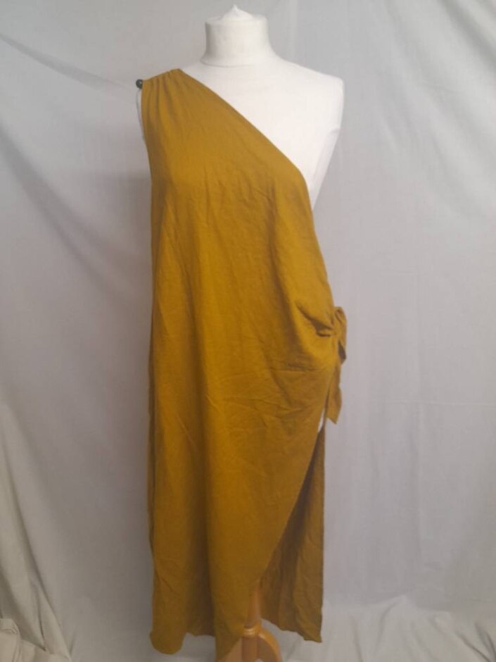 Zara One Shoulder Cover Up Ochre Size: M