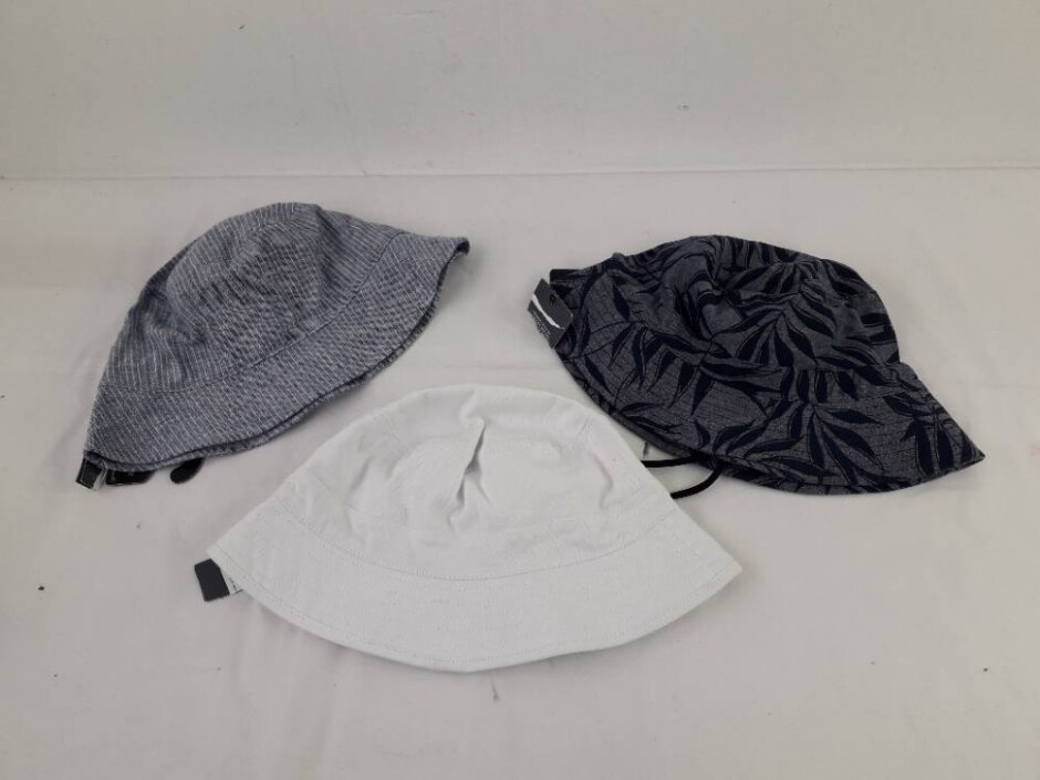 M&s Nwot Men's Plain/striped/floral Fabric Sun Hats 3xbundle Blue/white Size: L-xl