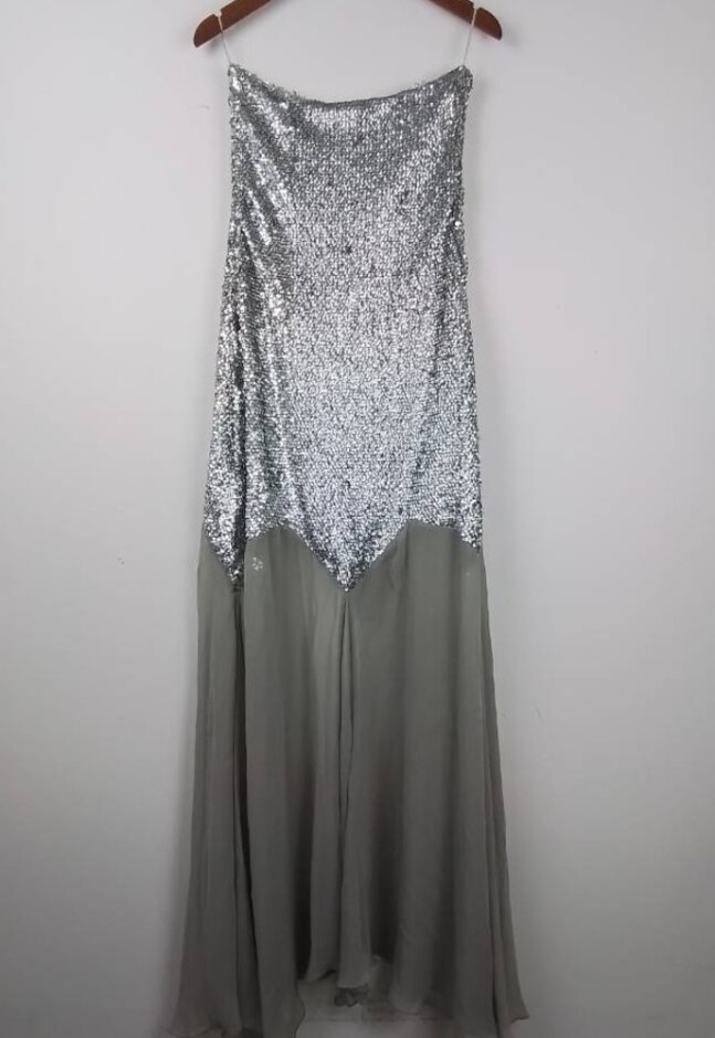 Zara  Barbie Dress Sliver Metallic Size: L