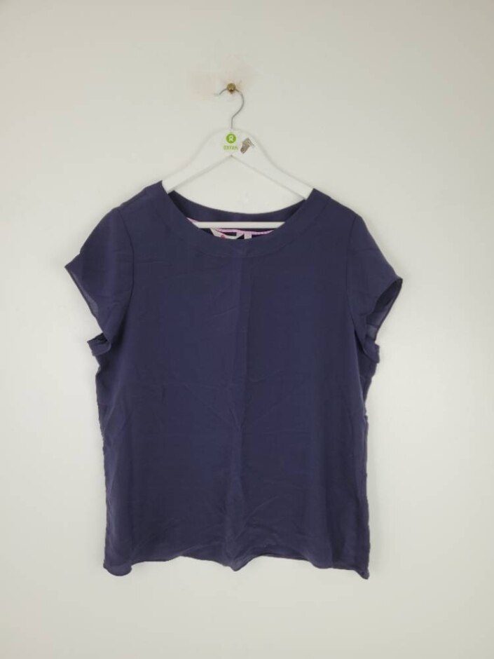 Boden Silk Short Sleeve Top Navy  Size: 14