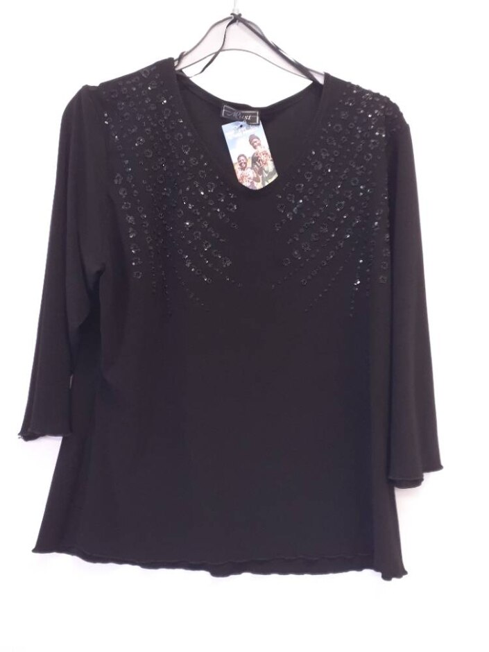 Must Vintage V-neck Top In Black Size: M