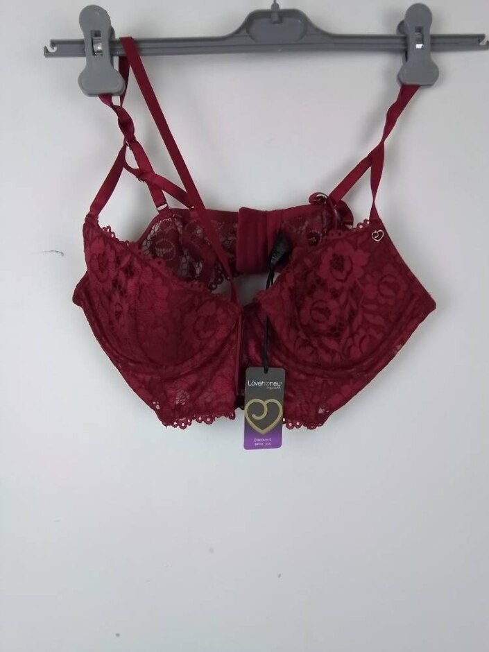 Love Honey Lingerie Lace Style Brand New Bra Burgundy Size: L