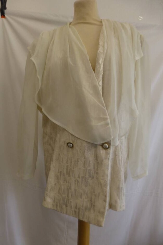 Vintage Occasional Wear Vintage 2 Piece Skirt Suit  Soft Ivory Size: 24