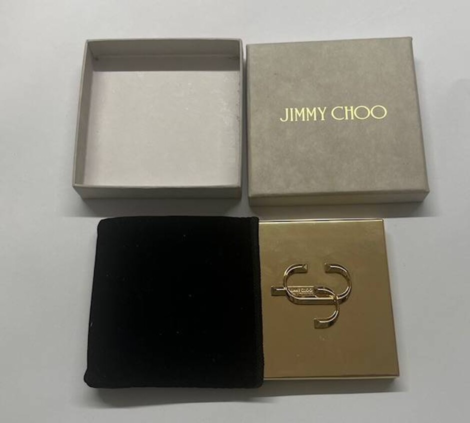 Jimmy Choo Gold Colour Metal Compact Mirror With Box