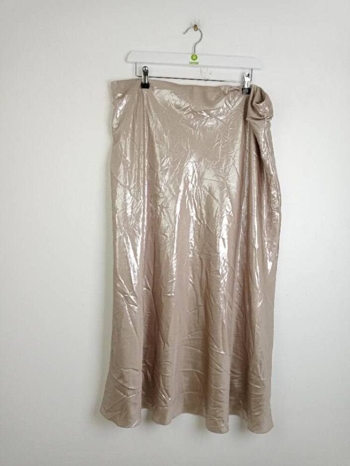 M&s Nwot Women's Plain A-line Midi Skirt Metallic Size: 20