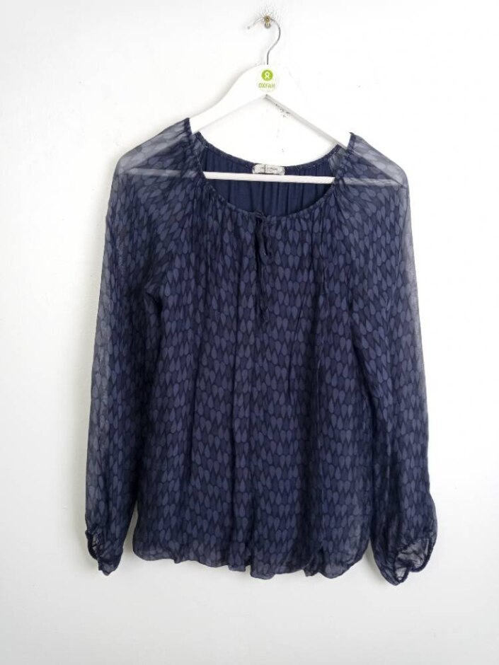 Viola Borghi Long Sleeve Blouse Dark Blue Mix Size: S