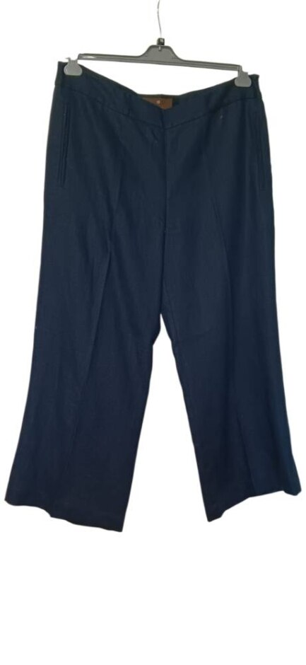 Fenn Wright Manson Straight Linen Trousers Navy Size: 16