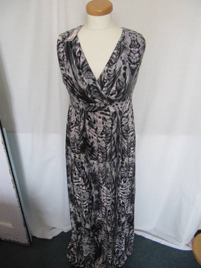 M&s Marks & Spencer Maxi Dress Grey And Purple Size: 10