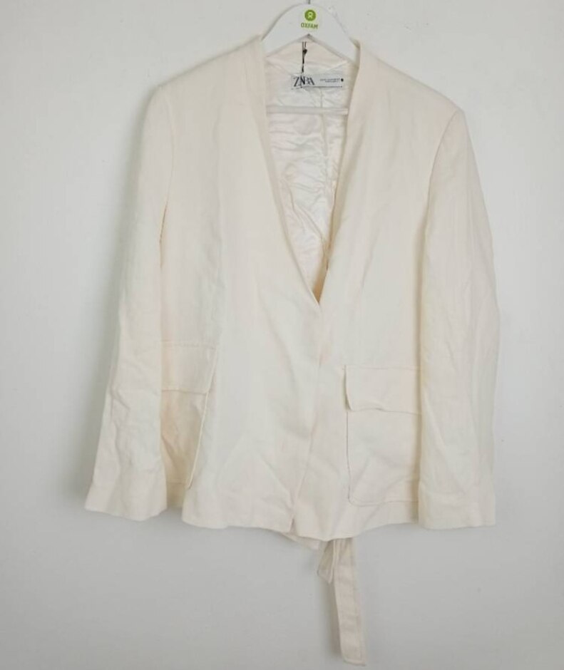 Zara Linen Blend Blazer White  Size: Xxl