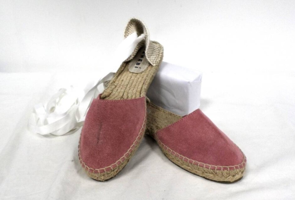 Manebi Pink Suede Flat Espadrilles Size : 8