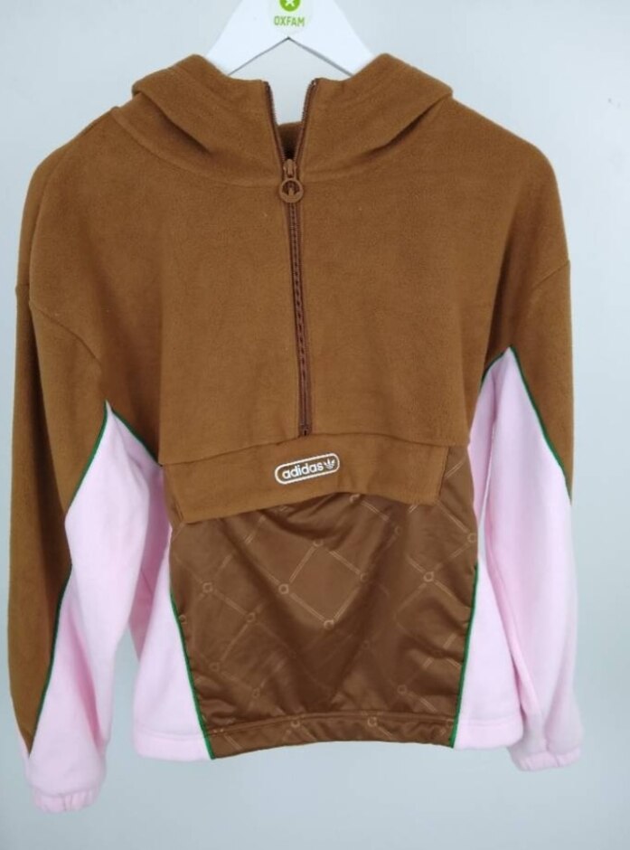 Adidas Hoodie Borg Fleece Sweatshirt  Brown Size: 8