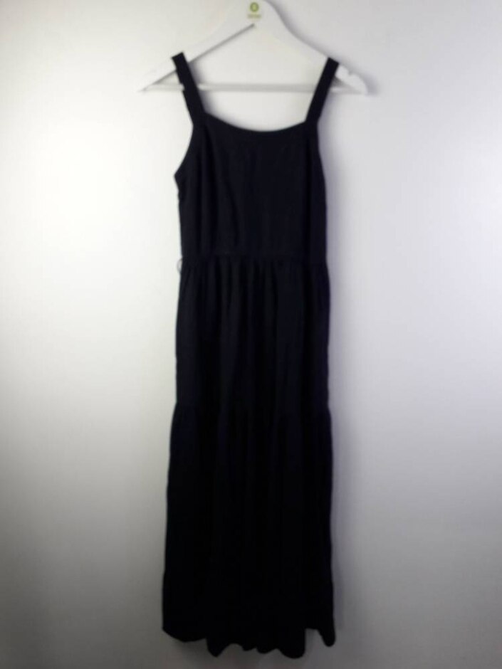 Fat Face Sleeveless Dress Linen Blend Black Size: 6