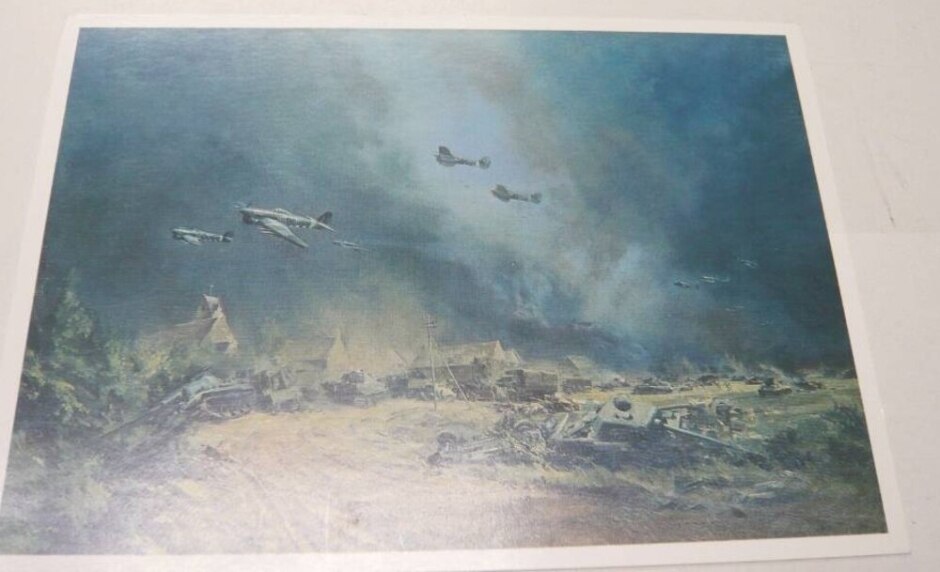 Postcard : Frank Wootton: Rocket-firing Typhoons At The Falaise Gap : Imperial War Museum