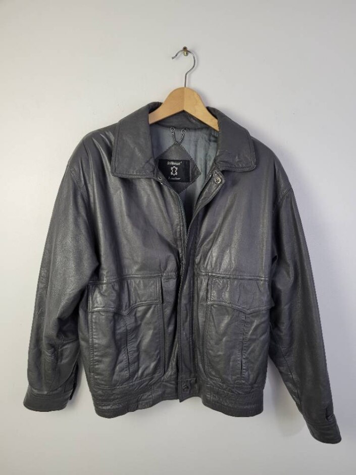 St Michaels Real Leather Collar Zip Jacket Black Size: L