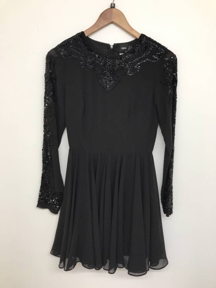 Asos Sequin Dress Black Size: 4