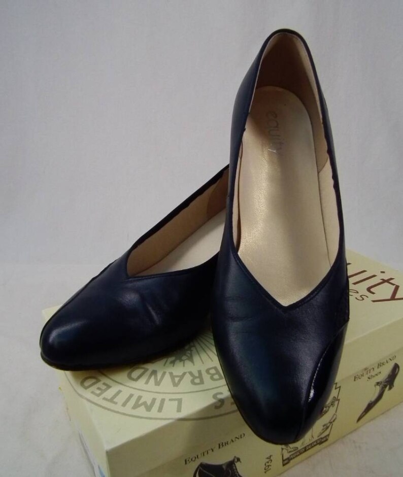 Equity Navy Leather Heeled Court Shoes Size 7.5