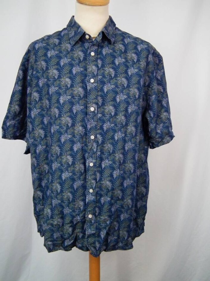 Charles Tyrwhitt Patterned Short Sleeve Shirt Blue Mix Size: Xl