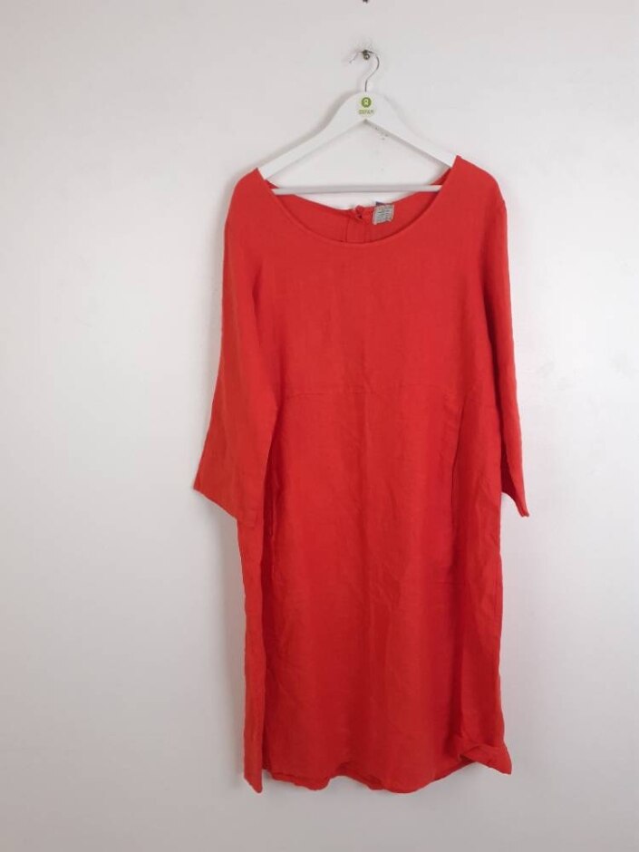 Vera Tucci Women's Linen One Size Midi Dress Red Size: One Size