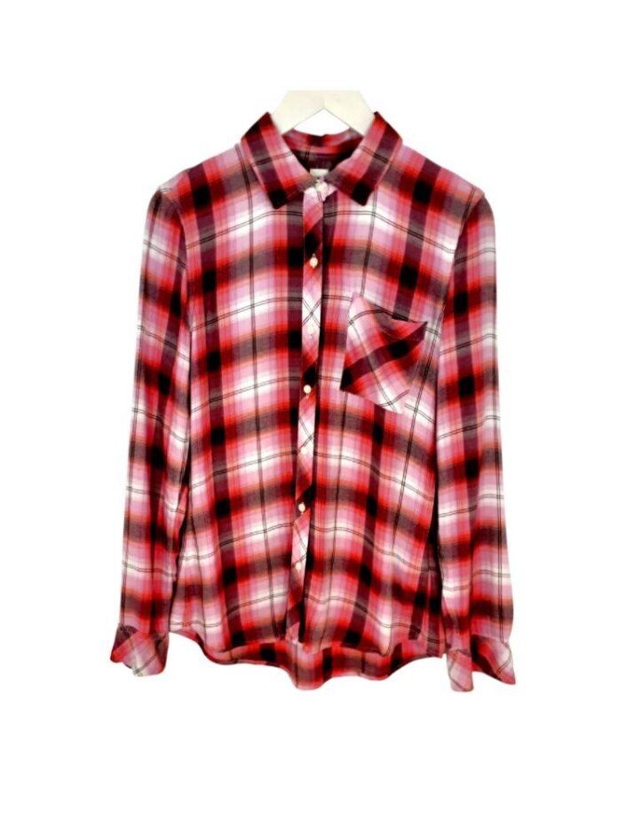 Gap Plaid Shirt Pink Multi Size: S