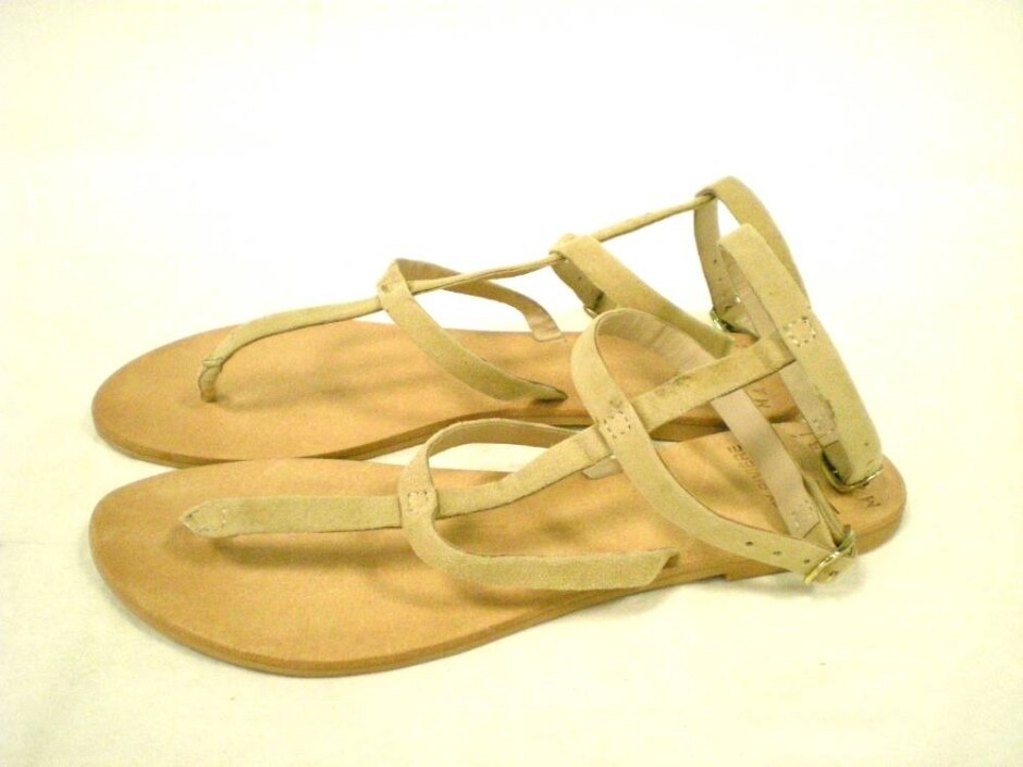 Manebi Flat Gladiator Sandals In Beige Size :uk 7
